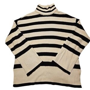 White House Black‎ Market Striped Sweater Turtleneck Ribbed Flared Sleeve Small